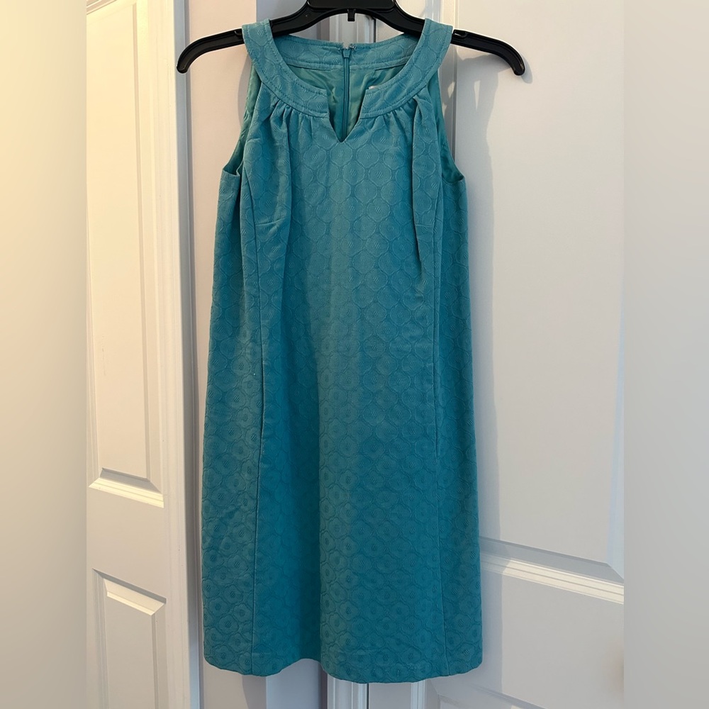 Aqua colored sleeveless Loft shift dress